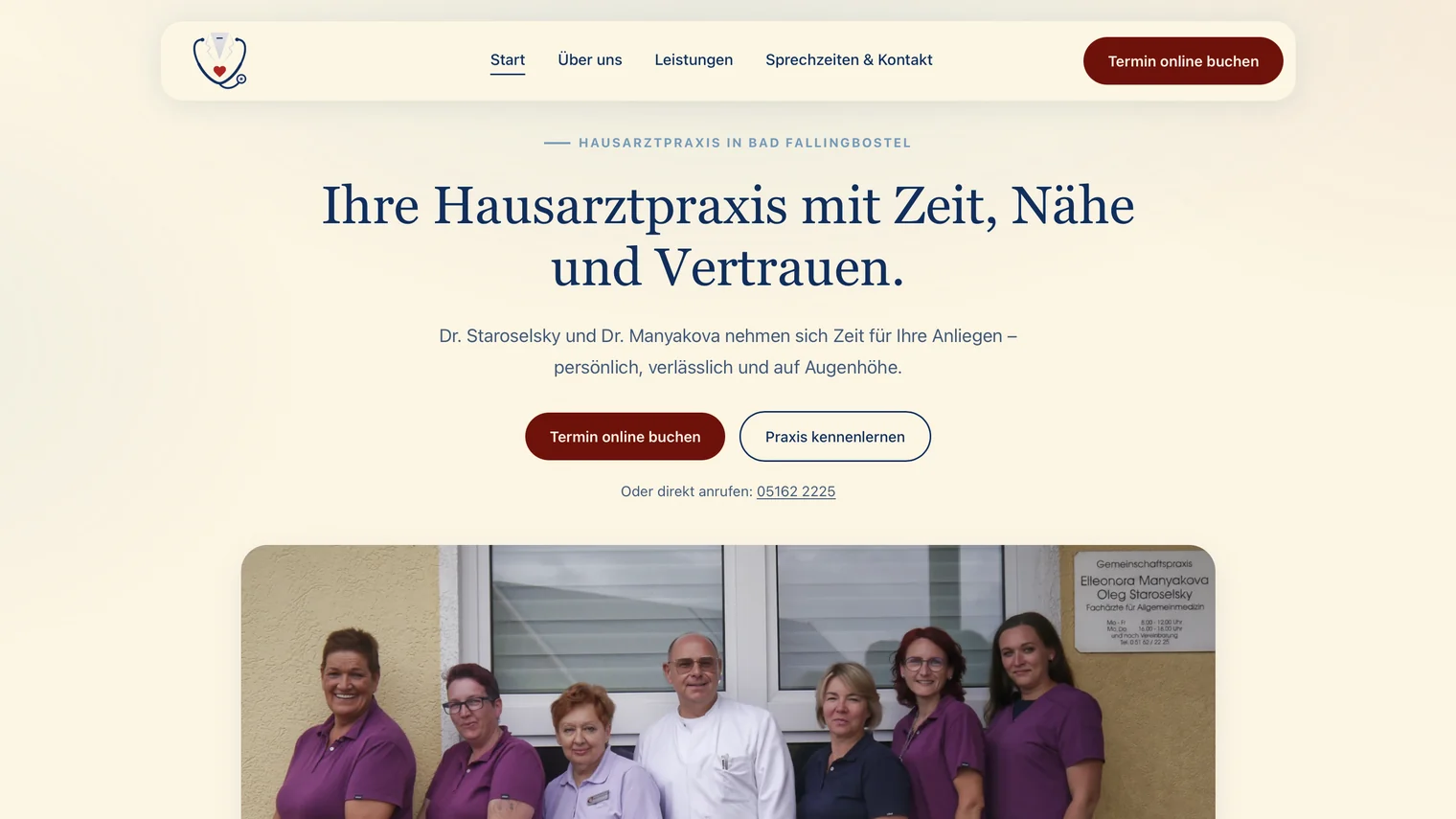 Startseite der Hausarztpraxis Staroselsky & Manyakova